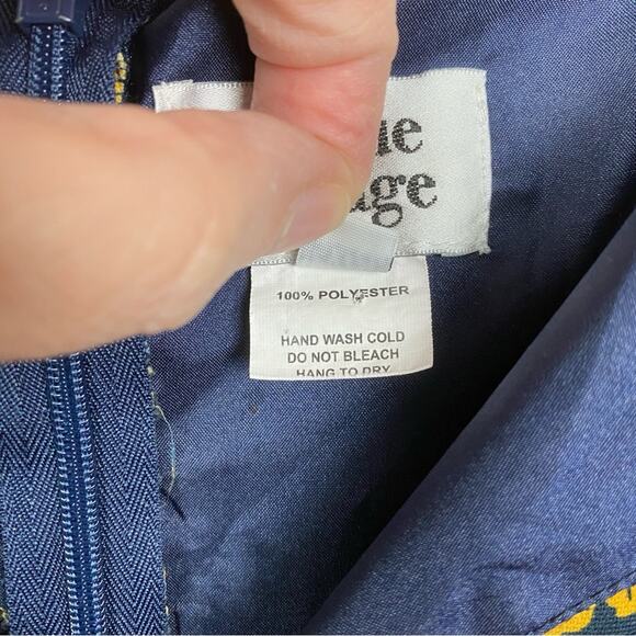 Unique Vintage Navy Blue&Yellow Floral Tie Front 1940’s Swing Midi Dress Sz.5x - Picture 10 of 12